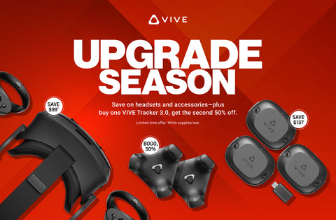 Upgrade Season.
Save on headsets and accessories—plus buy one VIVE Tracker 3.0, get the second 50% off.
Limited time offer. While supplies last.