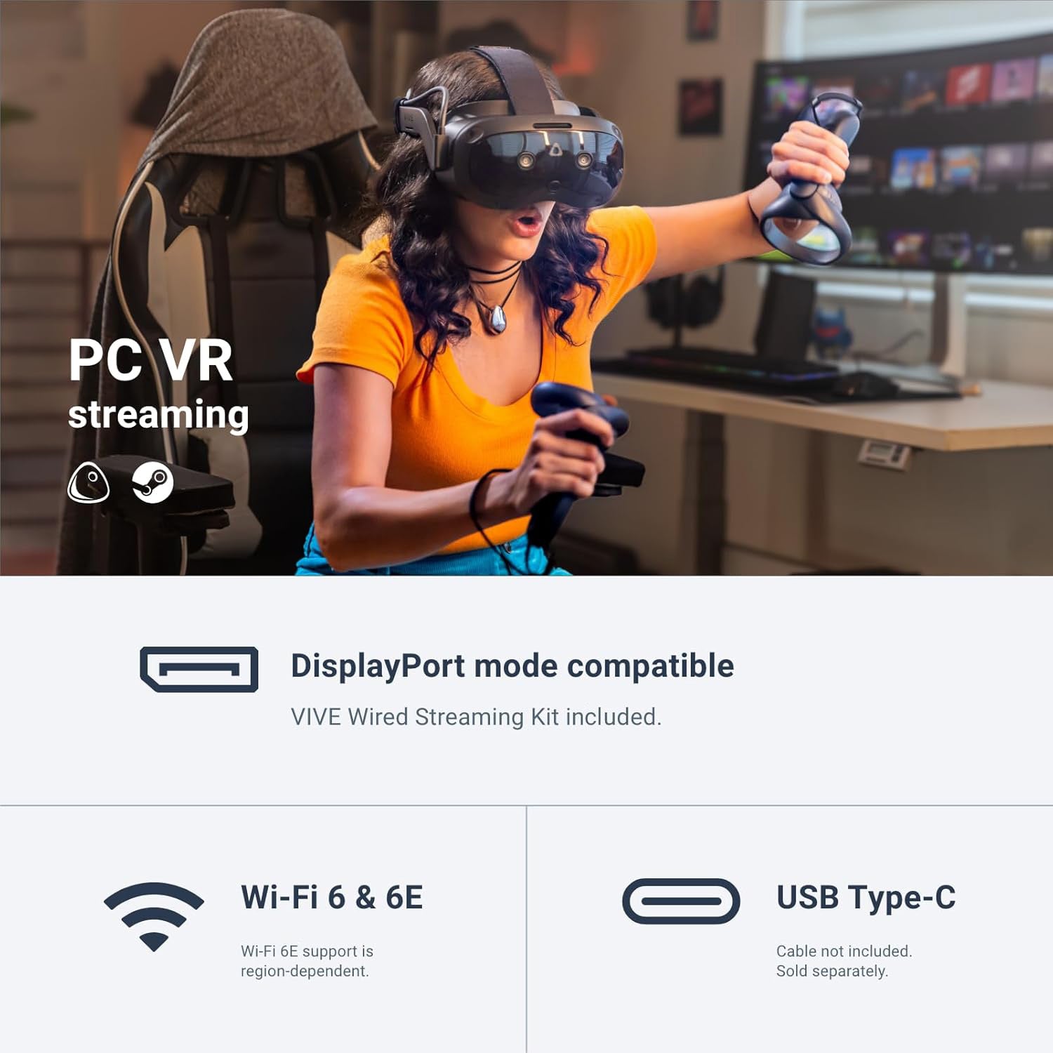 HTC Vive Focus Vision Full Kit - VR Headset with DisplayPort PC